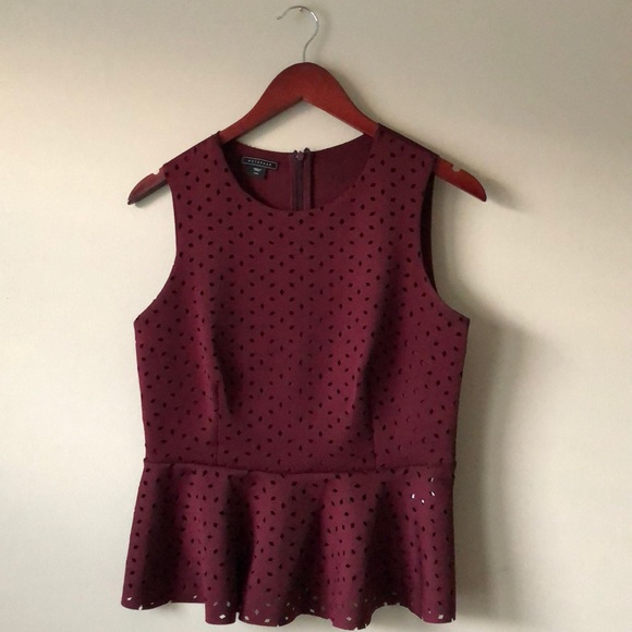 Metaphor Tops - Maroon Cutout Peplum